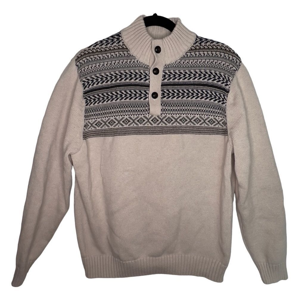 Chaps Cream and Black Turtleneck Sweater